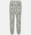 Tory Burch Printed Cotton Mid Rise Pants In Ivory,green