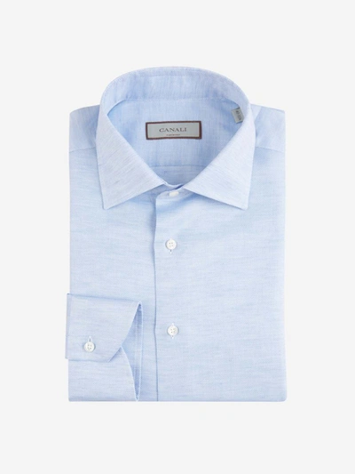 Canali Textured Shirt In Blau Cel