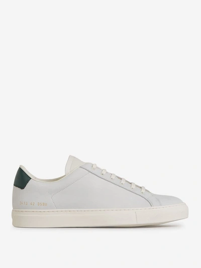 Common Projects Leather Retro Trainers In Gris Clar