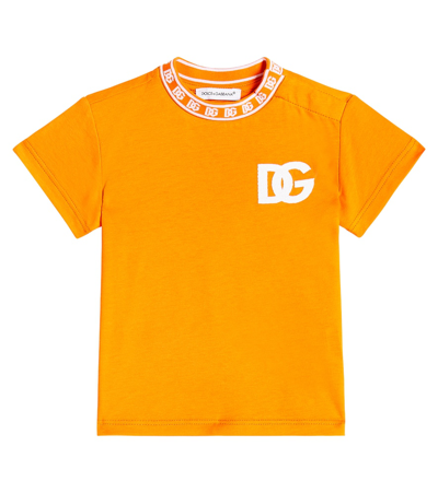 Dolce & Gabbana Baby Printed Cotton Jersey T-shirt In Orange