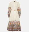 Etro Printed Cotton Midi Shirt Dress W/belt In Print On White Base
