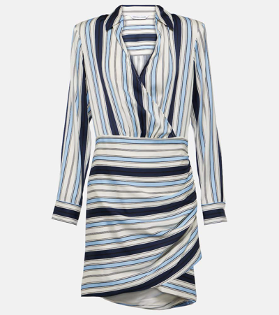 Veronica Beard Kadie Striped Silk-blend Charmeuse Midi Dress In Prt Off Wht/blue