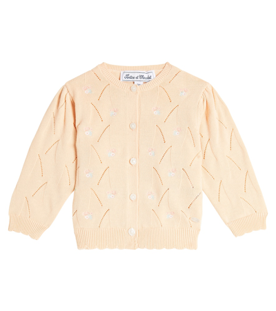 Tartine Et Chocolat Baby Embroidered Cotton Cardigan In Pink