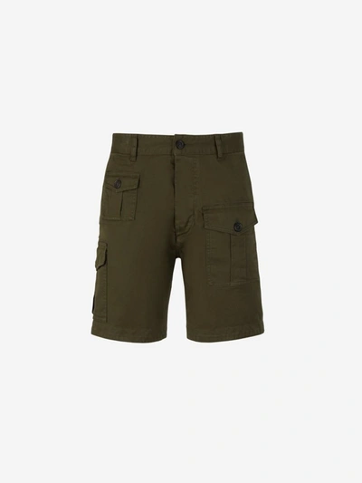 Dsquared2 Pockets Cotton Bermuda Shorts In Verd Fosc