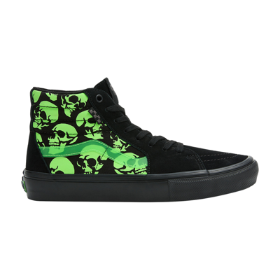 Pre-owned Vans Skate Sk8-hi 'glow Skulls' In Black