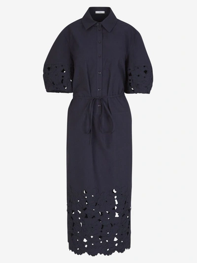 Erdem Cutwork Midi Dress In Blau Nit