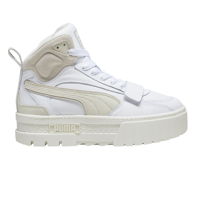 Pre-owned Puma Wmns Mayze Mid Premium 'white Warm White'