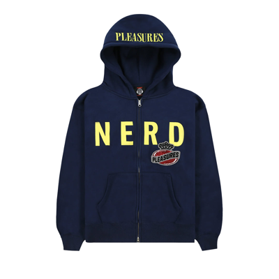 Pre-owned Pleasures X N.e.r.d. Zip Up Hoodie 'navy' In Blue