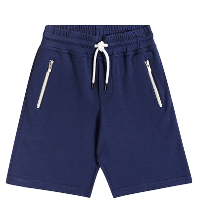 Brunello Cucinelli Kids' Cotton-blend Bermuda Shorts In Blu Prussia