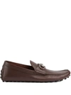 Gucci Men's Byorn Horsebit Leather Drivers In Cocoa