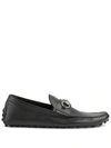 Gucci Leather Horsebit Driving Shoes In Black