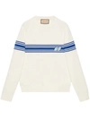 Gucci Knit Wool Jumper With Square Gg In Ivory/blur/mix