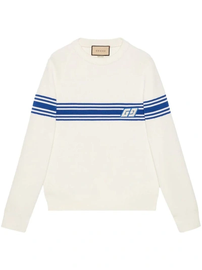 Gucci Knit Wool Jumper With Square Gg In White