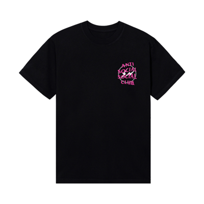 Pre-owned Anti Social Social Club X Fragment Design Half Tone Logo Tee 'black/pink'