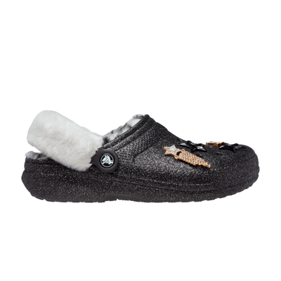 Pre-owned Crocs Classic Lined Clog 'disco Glitter' In Black