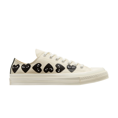 Pre-owned Converse Comme Des Garçons Play X Chuck 70 Low 'multi Heart - Milk Black' In Cream