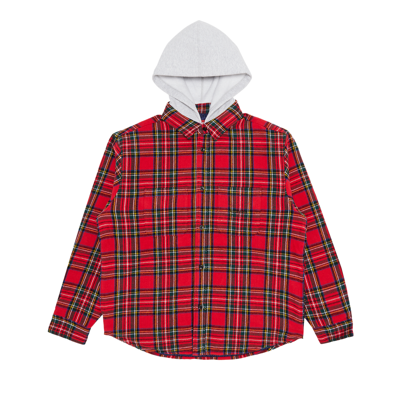 Pre-owned Supreme Tartan Flannel Hooded Shirt 'red'