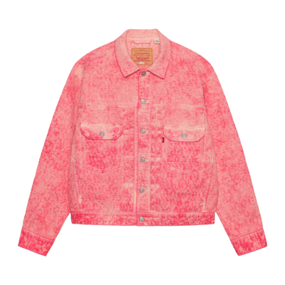 Pre-owned Levi's X Stussy Dyed Jacquard Trucker Jacket 'pink'