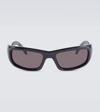 Balenciaga Hamptons Rectangular Sunglasses In Black-black-grey
