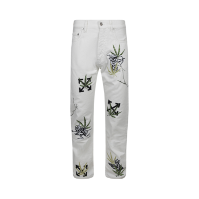 Pre-owned Off-white Weed Skate Fit Jeans 'white/green'