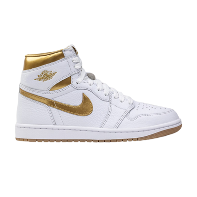 Pre-owned Air Jordan Wmns  1 Retro High Og 'metallic Gold' In White