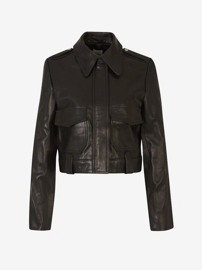 Khaite Cordelia Cropped Leather Jacket In Black
