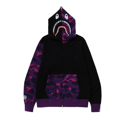 Pre-owned Bape Color Camo Shark Full Zip Hoodie 'purple'