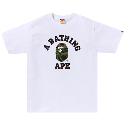 Pre-owned Bape 1st Camo College Tee 'white/green'
