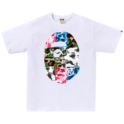 Pre-owned Bape Abc Camo Crazy Big Ape Head Tee 'white'