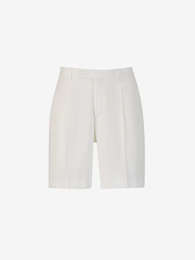 Lardini Linen Formal Bermuda Shorts In Beige