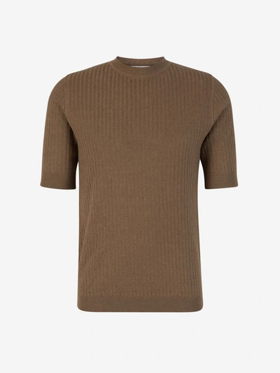 Lardini Ribbed Knit T-shirt In Taupe