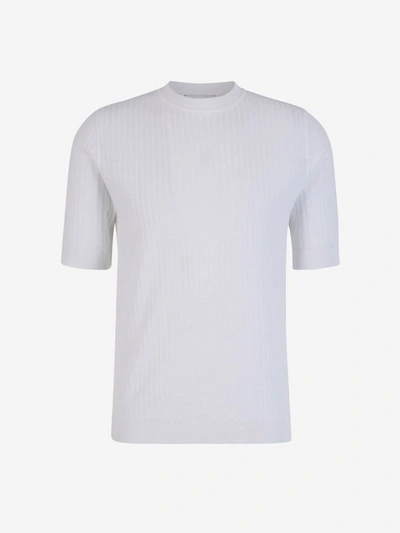 Lardini Ribbed Knit T-shirt In Blanc