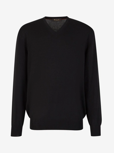 Loro Piana Cashmere V-neck Sweater In Negre