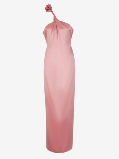 Magda Butrym Womens Pink Floral-embellished Slim-fit Silk Maxi Dress