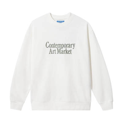Pre-owned Market Contemporary Art Crewneck Sweatshirt 'parchment' In White