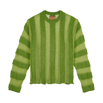 Pre-owned Brain Dead Fuzzy Threadbare Sweater 'green'