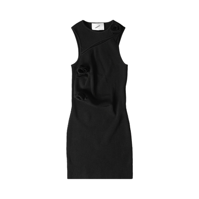 Pre-owned Coperni Asymmetric Flower Knit Mini Dress 'black'
