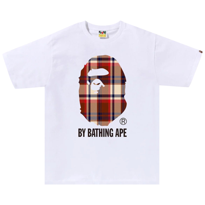 Pre-owned Bape Check By Bathing Ape Tee 'white'