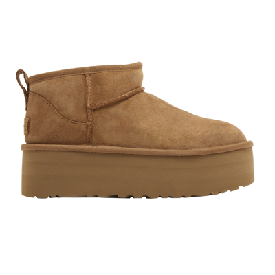 Pre-owned Ugg Wmns Classic Ultra Mini Platform Boot 'chestnut' In Brown