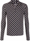 Misbhv Monogram Half-zip Longsleeve Black Lycra Long Sleeves T-shirt With Beige Monogram - Monogram Half-zi In Black/beige