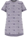 Miu Miu Women's Embroidered Wool Blend Mini Sweater Dress In Glicine