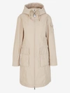 Moncler Short Parka With Stand-up Collar And Flap Pockets In Taupe