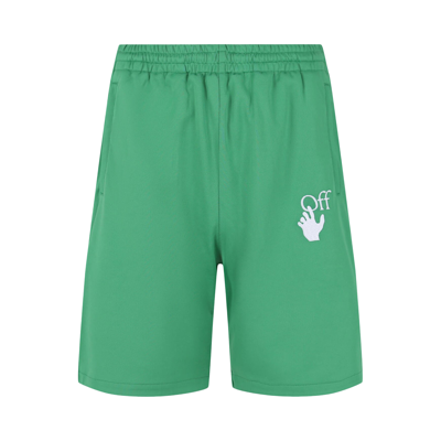 Pre-owned Off-white Hands Off Skate Track Shorts 'green'