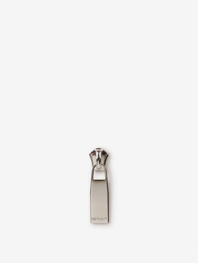 Off-white Zip Drop Earring In Platejat