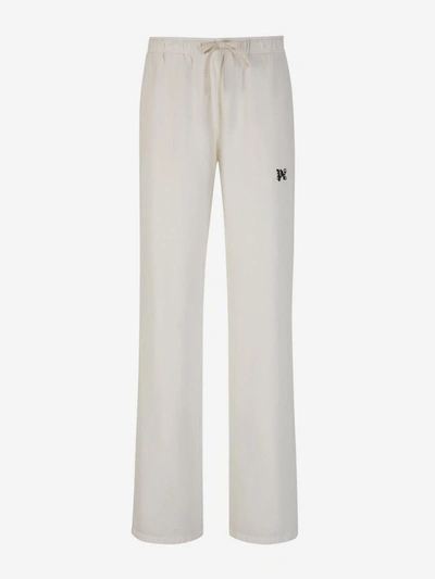Palm Angels Embroidered Monogram Joggers In Crema
