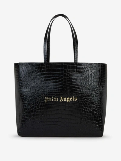 Palm Angels Leather Tote Bag In Negre