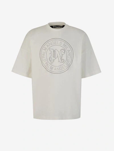 Palm Angels Pa City Logo-print T-shirt In Weiss