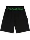 Palm Angels Logo-printed Elasticated Waist Track Shorts In Black Gree