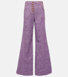 Etro High Waist Flare Fit Wide Leg Jeans In Purple