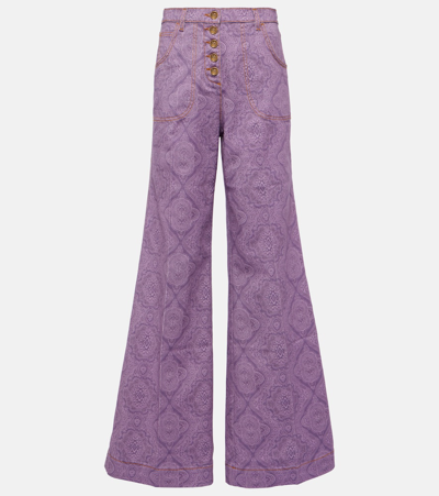 Etro Printed Flared Jeans In Purple